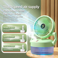 800ml Rechargeable Desktop Spray Misting Fan with Blue Light – Portable | ShauqBazaar