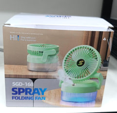 800ml Rechargeable Desktop Spray Misting Fan with Blue Light – Portable | ShauqBazaar