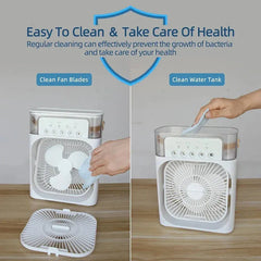 10-Inch Desktop Water Mist Fan – Portable Humidifier Air Cooler with LED Night Light | ShauqBazaar