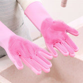2pcs Silicone Washing Gloves – Scrubbing Dish & Cleaning Gloves | ShauqBazaar