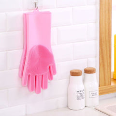 2pcs Silicone Washing Gloves – Scrubbing Dish & Cleaning Gloves | ShauqBazaar