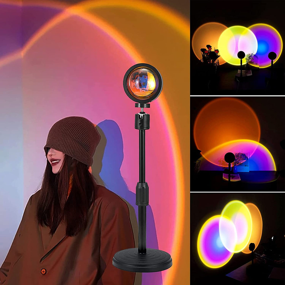 Sunset Lamp Multi Color with Remote – LED Rainbow Projection Night Light | ShauqBazaar