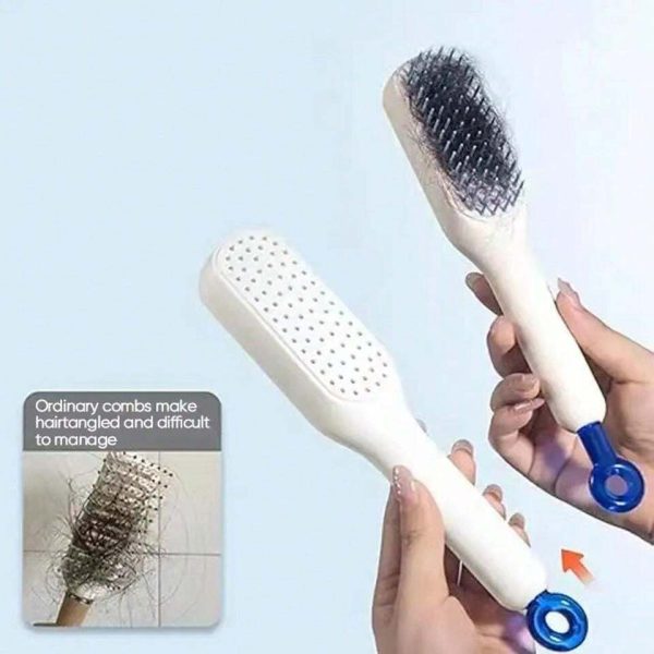 Self Cleaning Hair Comb – One Button Clean Detangling Brush | ShauqBazaar