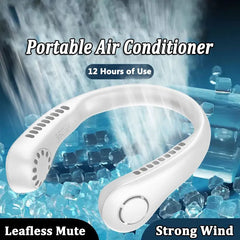 Mini Bladeless Neck Fan – Rechargeable Portable Air Cooler for Summer | ShauqBazaar