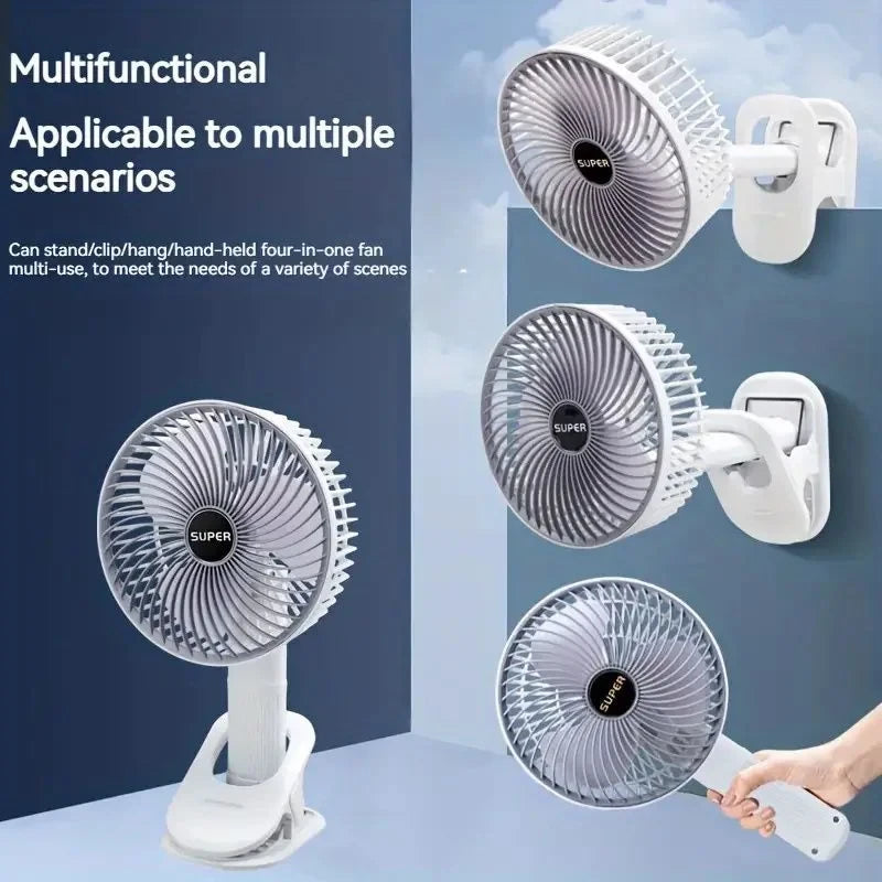 Rechargeable 3-in-1 Clip Fan – Handheld, Desktop & Wall Mounted Portable Fan | ShauqBazaar