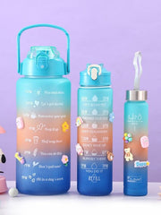 3 Pack Water Bottles Set – 2L, 700ml & 300ml Motivational Bottles | ShauqBazaar