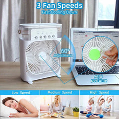 10-Inch Desktop Water Mist Fan – Portable Humidifier Air Cooler with LED Night Light | ShauqBazaar