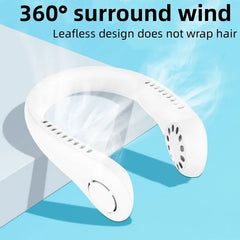 Mini Bladeless Neck Fan – Rechargeable Portable Air Cooler for Summer | ShauqBazaar