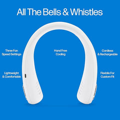 Wearable 3-Speed Neck Cooler Fan – USB Rechargeable for Outdoor & Indoor | ShauqBazaar