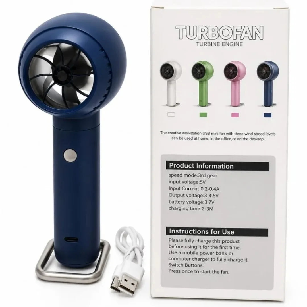 TurboFan Rechargeable Mini Cooling Fan – Portable USB Handheld Fan 3 Speeds | ShauqBazaar