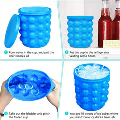 Silicone Ice Genie Cube Maker – 2-in-1 Portable Ice Bucket Mold for Travel | ShauqBazaar