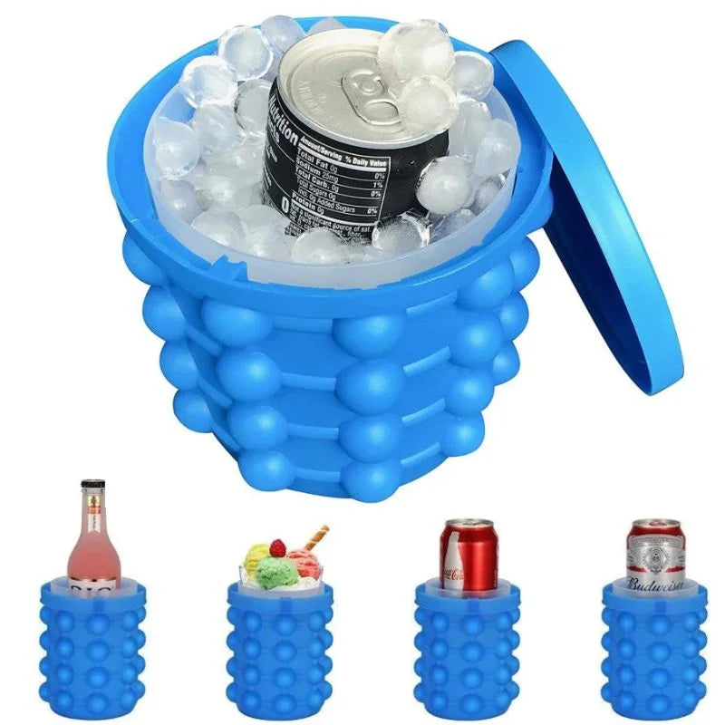 Silicone Ice Genie Cube Maker – 2-in-1 Portable Ice Bucket Mold for Travel | ShauqBazaar