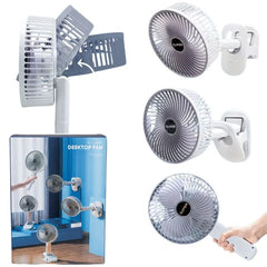 Rechargeable 3-in-1 Clip Fan – Handheld, Desktop & Wall Mounted Portable Fan | ShauqBazaar