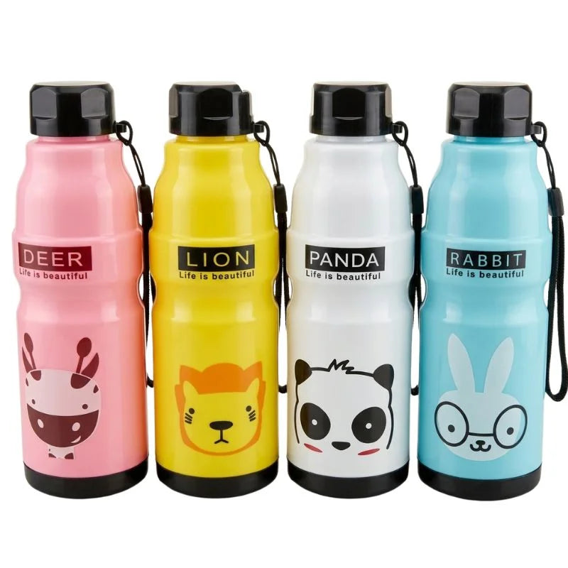 Kids Water Bottle 650ml – Cute Minions Panda Rabbit Design Leak-Proof BPA Free | ShauqBazaar