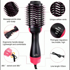 3-in-1 Hair Dryer Brush – Straightener & Curler Comb Styler for All Hair Types | ShauqBazaar