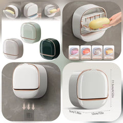 Wall Mounted Soap Holder Box – Punch Free Drain Laundry Soap Box | ShauqBazaar