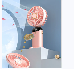 Rechargeable Hand Fan with LED Display | 5 Speed Modes Portable Mini Handy Fan for Kids & School Use